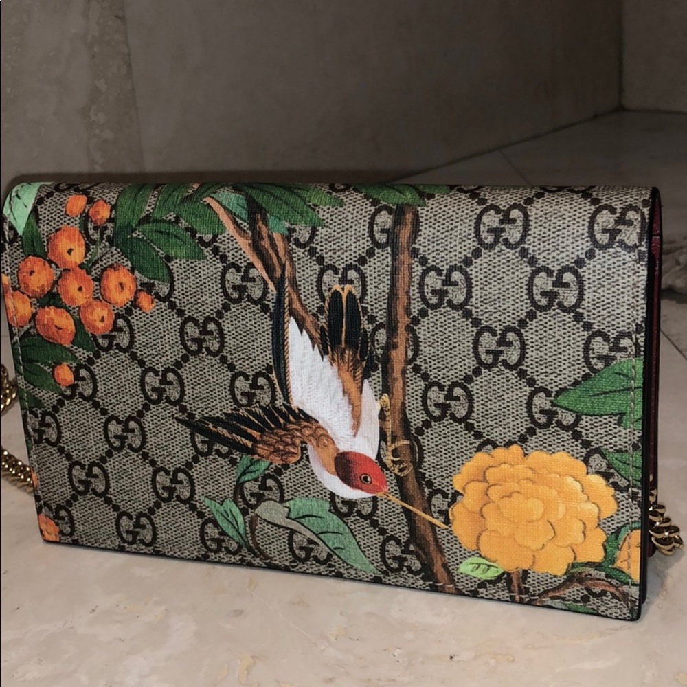 Gucci Bird and Flower Crossbody Bag/Clutch